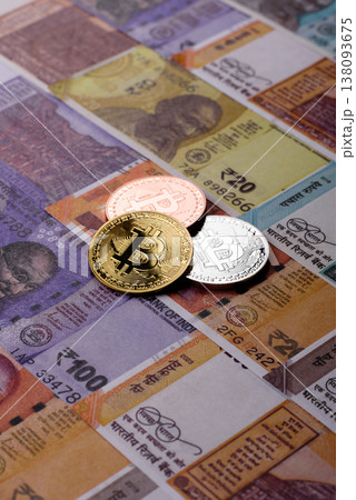 A conceptual financial background, Bitcoin against the Rupee. Bitcoin on the Indian currency 138093675