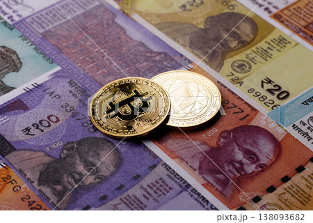 A conceptual financial background, Bitcoin against the Rupee. Bitcoin on the Indian currency 138093682