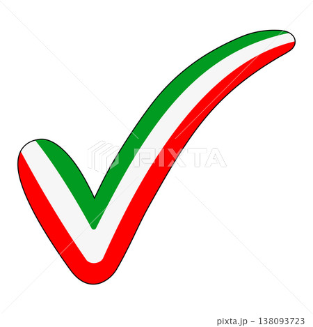 Curved tricolor check mark choice icon, Iran flag colors 138093723