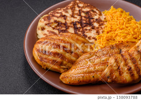 Dajaj Mashwi, an Arabic dish with rice and chicken, salt, and spices. Dajaj Mashwi as a background 138093788