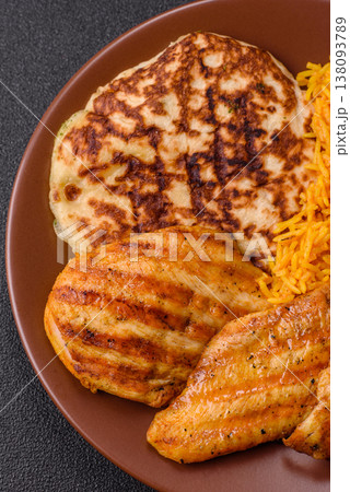 Dajaj Mashwi, an Arabic dish with rice and chicken, salt, and spices. Dajaj Mashwi as a background 138093789