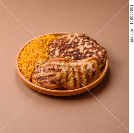 Dajaj Mashwi, an Arabic dish with rice and chicken, salt, and spices. Dajaj Mashwi as a background 138093801