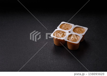 Apple sweet sauce, baby food, canned ingredient for desserts. Apple sauce 138093820