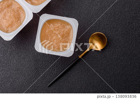 Apple sweet sauce, baby food, canned ingredient for desserts. Apple sauce 138093836