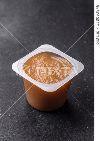 Apple sweet sauce, baby food, canned ingredient for desserts. Apple sauce Apple sweet sauce, baby food, canned ingredient for desserts. Apple sauce 138093846