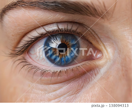 Female blue eye close up with natural light 138094313