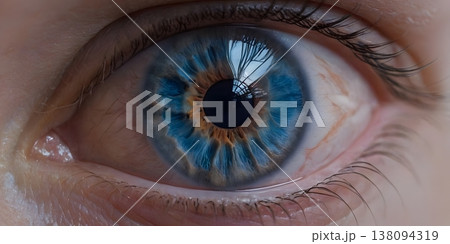 Female blue eye close up with natural light 138094319