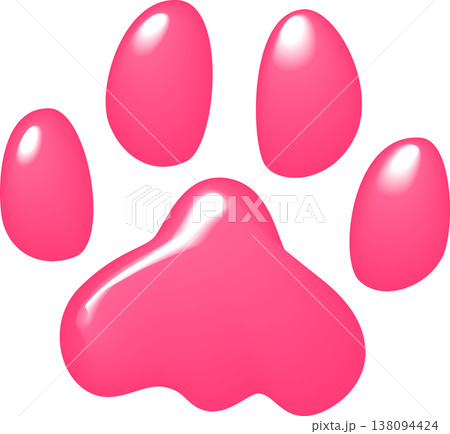 濃いピンク色の犬のぷっくり足跡 138094424