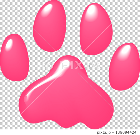 濃いピンク色の犬のぷっくり足跡 138094424