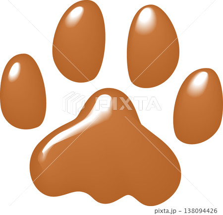 ブラウン色の犬のぷっくり足跡 138094426