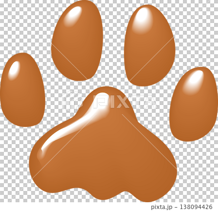 ブラウン色の犬のぷっくり足跡 138094426