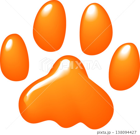 オレンジ色の犬のぷっくり足跡 138094427