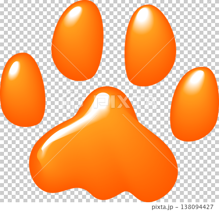 オレンジ色の犬のぷっくり足跡 138094427