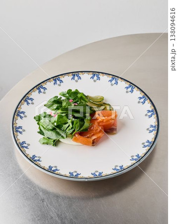 Luxurious small bites showcasing fresh microgreens on display 138094616