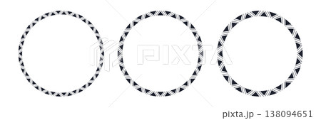 Mexican pattern circle frame. African ethnic motif border. Islamic triangular ornament round frame. Mexican text frame. Aztec ethnic culture ornament. Vector illustration isolated on white background 138094651