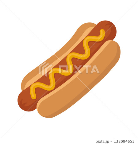 Hot dog icon with mustard, without background 138094653