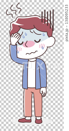 熱っぽくてだるい男性のイラスト(発熱・体調不良) 熱っぽくてだるい男性のイラスト(発熱・体調不良) 138095233
