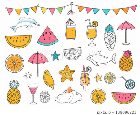 夏休みアイコンセット 138096223