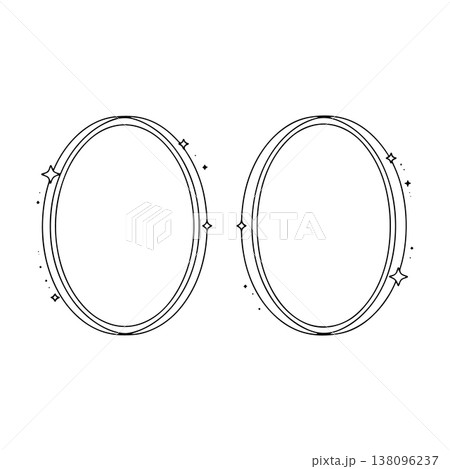 Design featuring two empty oval frames with decorative elements for creative projects or artwork 138096237