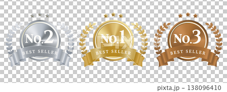 金、銀、銅等級徽章套裝：1號、2號、3號、暢銷書獎章瑤帶 138096410