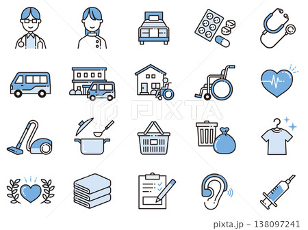 介護福祉アイコン12　Care and Welfare icons 138097241