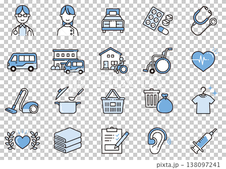 介護福祉アイコン12　Care and Welfare icons 138097241