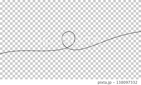 一本の黒い糸がくるんと一回転したデザイン。リボンの線画のニュアンス背景 一本の黒い糸がくるんと一回転したデザイン。リボンの線画のニュアンス背景 138097332