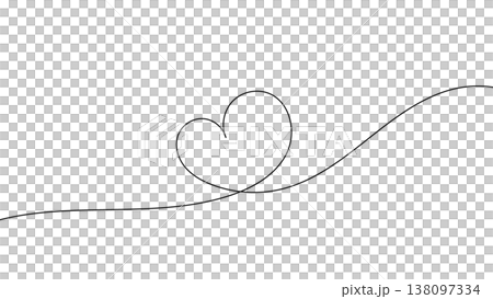 A single-stroke line drawing of a heart. A design in which a single black thread spins into a large heart. A symbol of love in the background. A single-stroke line drawing of a heart. A design in which a single black thread spins into a large heart. A symbol of love in the background. 138097334