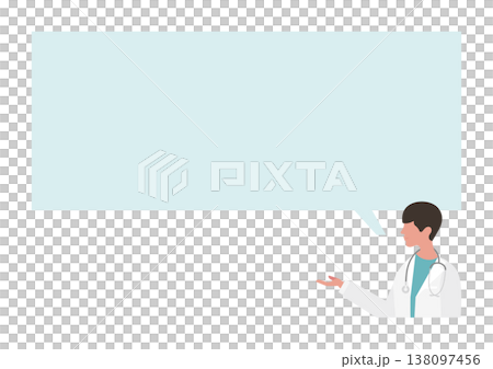 説明をする医師と吹き出しのベクターイラスト素材 138097456