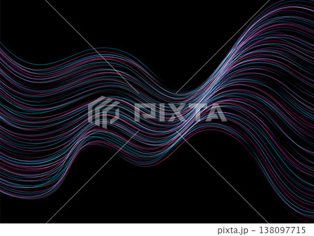 Blue and purple flowing linear waves abstract futuristic tech background Blue and purple flowing linear waves abstract futuristic tech background 138097715
