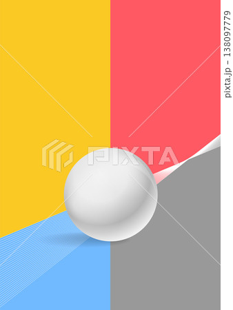Colorful retro minimal abstract background with glossy sphere Colorful retro minimal abstract background with glossy sphere 138097779