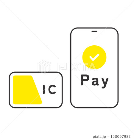 ICカードとスマートフォン決済のイメージイラスト素材 ICカードとスマートフォン決済のイメージイラスト素材 138097982