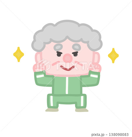 体操服を着た可愛い高齢者男性の運動イラストセット 体操服を着た可愛い高齢者男性の運動イラストセット 138098083