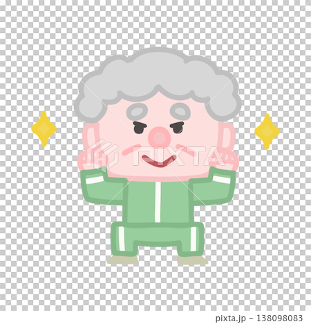 体操服を着た可愛い高齢者男性の運動イラストセット 体操服を着た可愛い高齢者男性の運動イラストセット 138098083