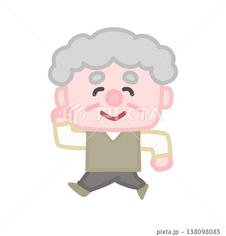 高齢男性のシンプルで可愛いイラストセット 高齢男性のシンプルで可愛いイラストセット 138098085