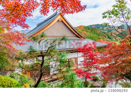 群馬 宝徳寺　紅葉に包まれる本堂 138098293