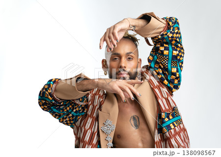 Black latin gay man isolated on white 138098567