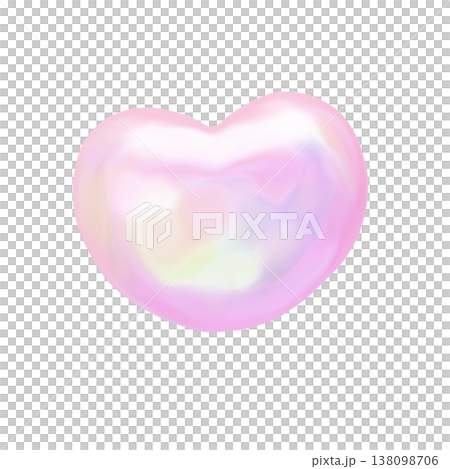 Dreamy and cute 3D pearl heart, puffy holographic opal texture decorative material Dreamy and cute 3D pearl heart, puffy holographic opal texture decorative material 138098706