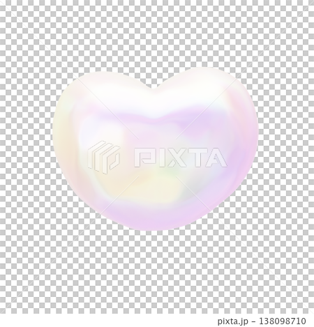 Dreamy and cute 3D pearl heart, puffy holographic opal texture decorative material 138098710