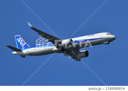 着陸態勢に入る全日空 (ANA) の旅客機 A321-200N 138098954