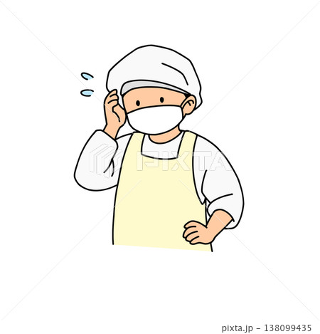 困る給食スタッフのイラスト（調理師・トラブル・忙しい現場・ミス） 138099435