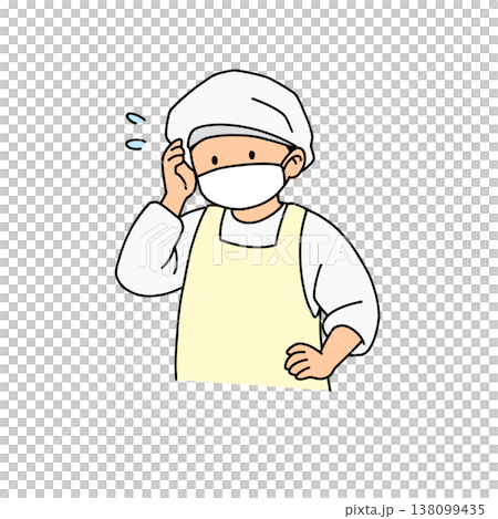困る給食スタッフのイラスト（調理師・トラブル・忙しい現場・ミス） 138099435