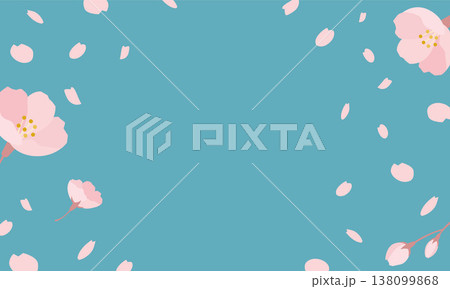 春の桜が花びら舞い散る青色の背景フレーム美しい桜のパステルカラーシンプルナチュラルなベクター素材 春の桜が花びら舞い散る青色の背景フレーム美しい桜のパステルカラーシンプルナチュラルなベクター素材 138099868
