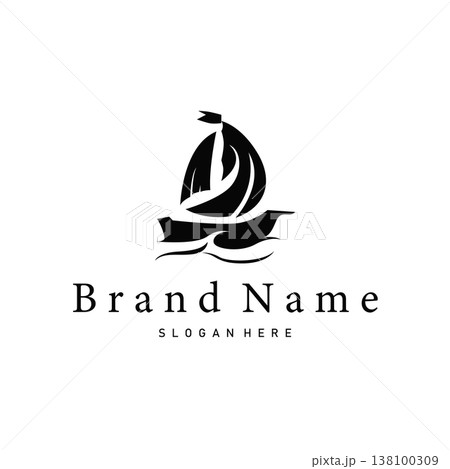 Fishing boat sailboat logo design for trust purposes in business trips or adventures 138100309