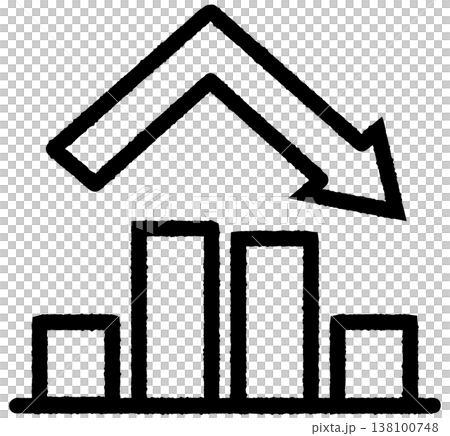 Simple bar graph icon, up/down, line drawing. Simple bar graph icon, up/down, line drawing. 138100748