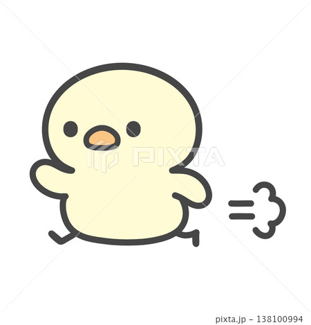 急いで走るかわいいひよこの手書きイラスト 138100994