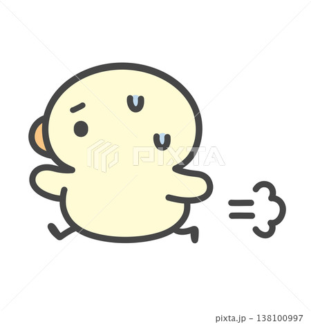 遅刻しそうで一生懸命走るかわいいひよこの手書きイラスト 遅刻しそうで一生懸命走るかわいいひよこの手書きイラスト 138100997