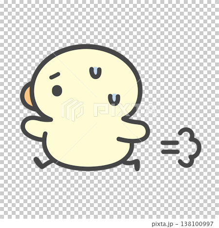 遅刻しそうで一生懸命走るかわいいひよこの手書きイラスト 遅刻しそうで一生懸命走るかわいいひよこの手書きイラスト 138100997