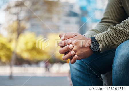 Hands, stress and a person waiting in the city on space during travel delay as a tourist closeup. Anxiety, depression or worry and a person alone in an urban town for foreign tourism in summer Hands, stress and a person waiting in the city on space during travel delay as a tourist closeup. Anxiety, depression or worry and a person alone in an urban town for foreign tourism in summer 138101714