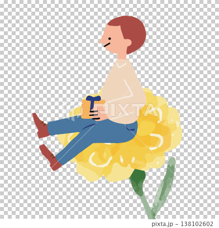 父の日のお父さんとお花のイラスト 138102602